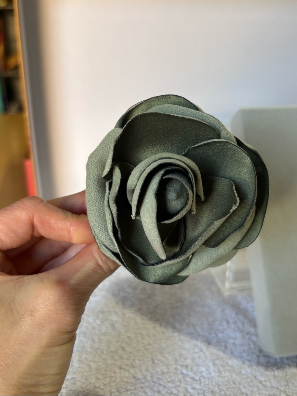 Sage Green Fabric Rose Hair Clip / Pin